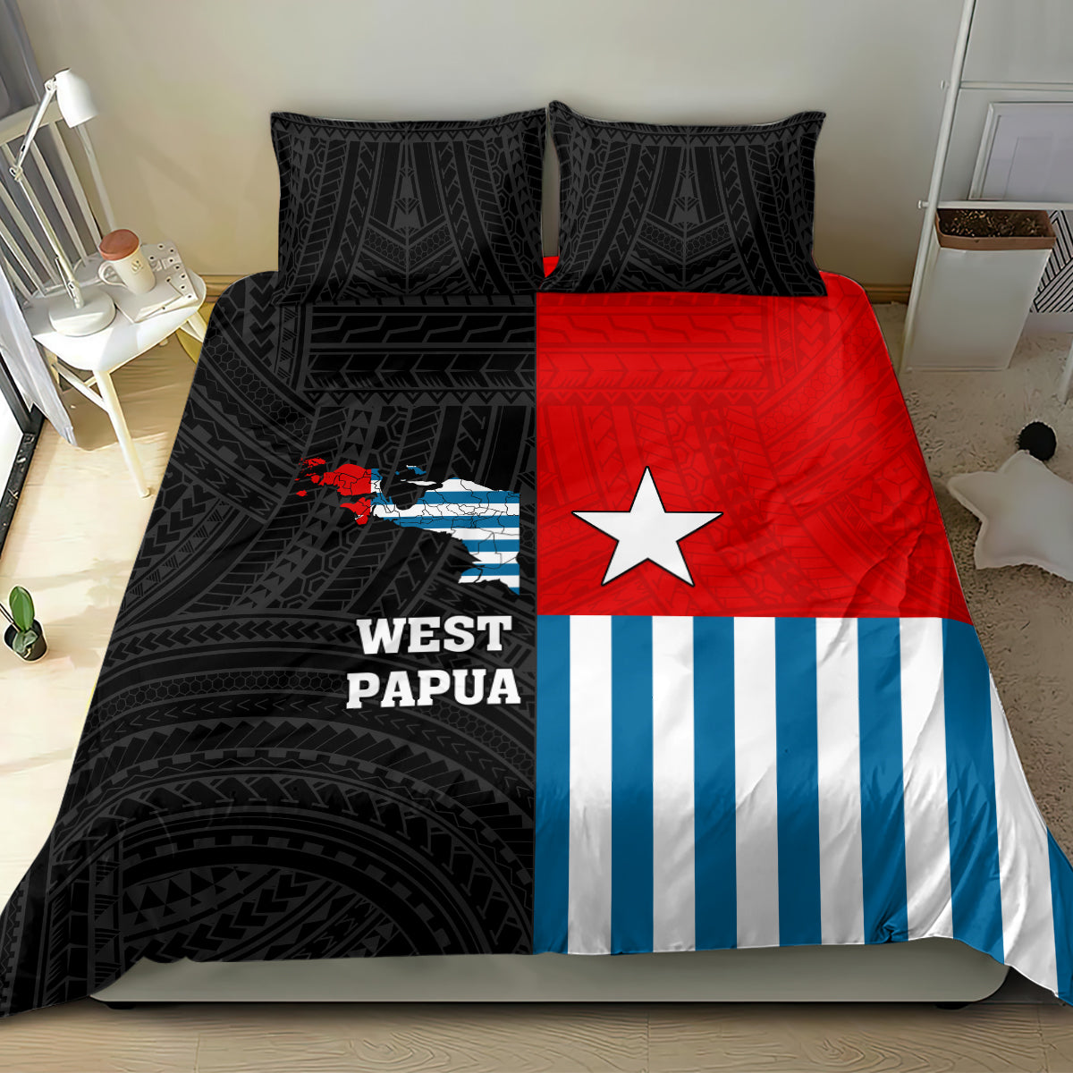 West Papua Bedding Set Polynesian Pattern With Coat Of Arms LT05 - Polynesian Pride