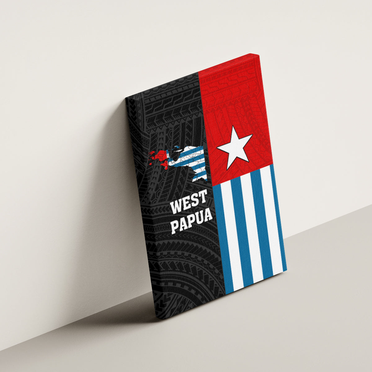West Papua Canvas Wall Art Polynesian Pattern With Coat Of Arms LT05 - Polynesian Pride