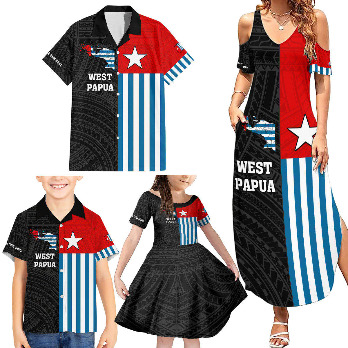 Personalised West Papua Family Matching Summer Maxi Dress and Hawaiian Shirt Polynesian Pattern With Coat Of Arms LT05 - Polynesian Pride