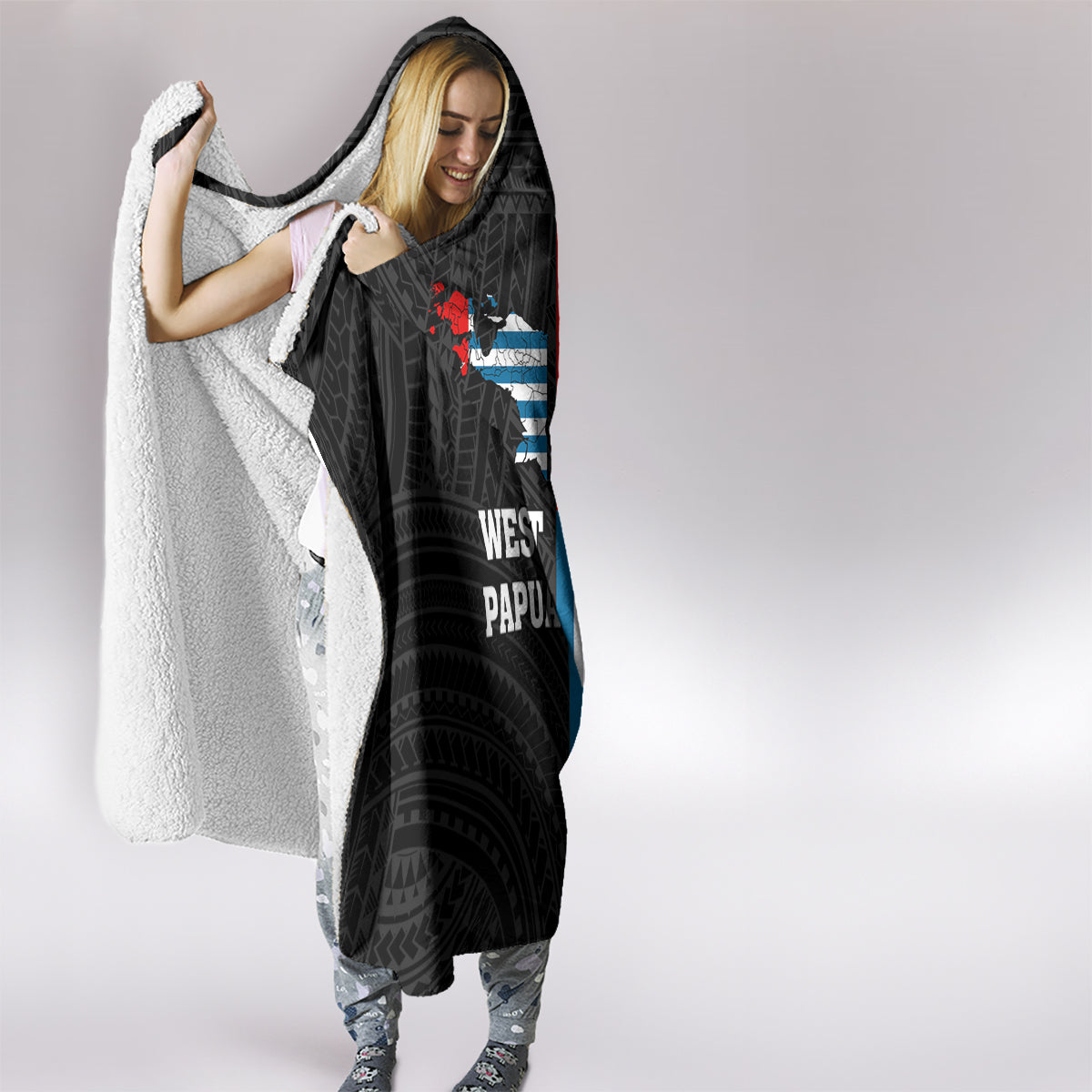 West Papua Hooded Blanket Polynesian Pattern With Coat Of Arms LT05 - Polynesian Pride