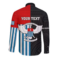 Personalised West Papua Long Sleeve Button Shirt Polynesian Pattern With Coat Of Arms LT05 - Polynesian Pride