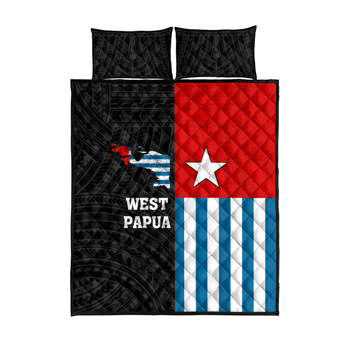 West Papua Quilt Bed Set Polynesian Pattern With Coat Of Arms LT05 - Polynesian Pride