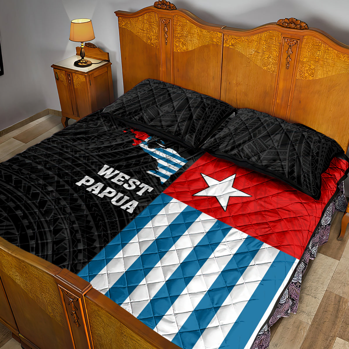 West Papua Quilt Bed Set Polynesian Pattern With Coat Of Arms LT05 - Polynesian Pride
