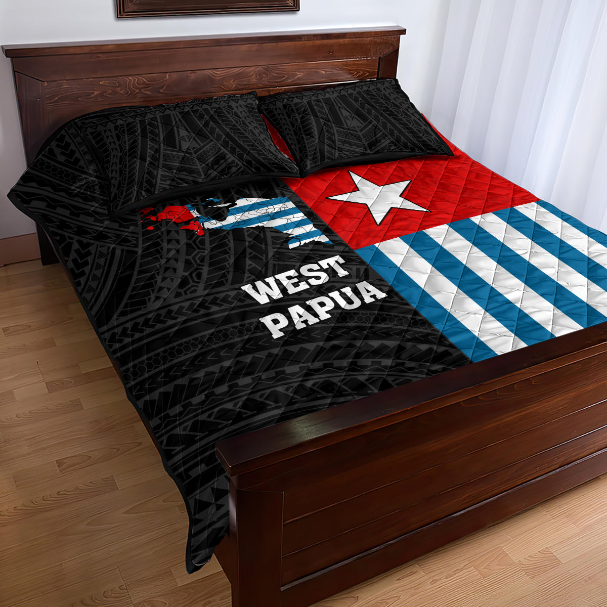 West Papua Quilt Bed Set Polynesian Pattern With Coat Of Arms LT05 - Polynesian Pride