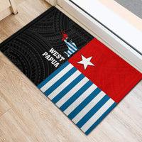 West Papua Rubber Doormat Polynesian Pattern With Coat Of Arms LT05 - Polynesian Pride