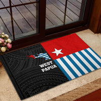 West Papua Rubber Doormat Polynesian Pattern With Coat Of Arms LT05 - Polynesian Pride