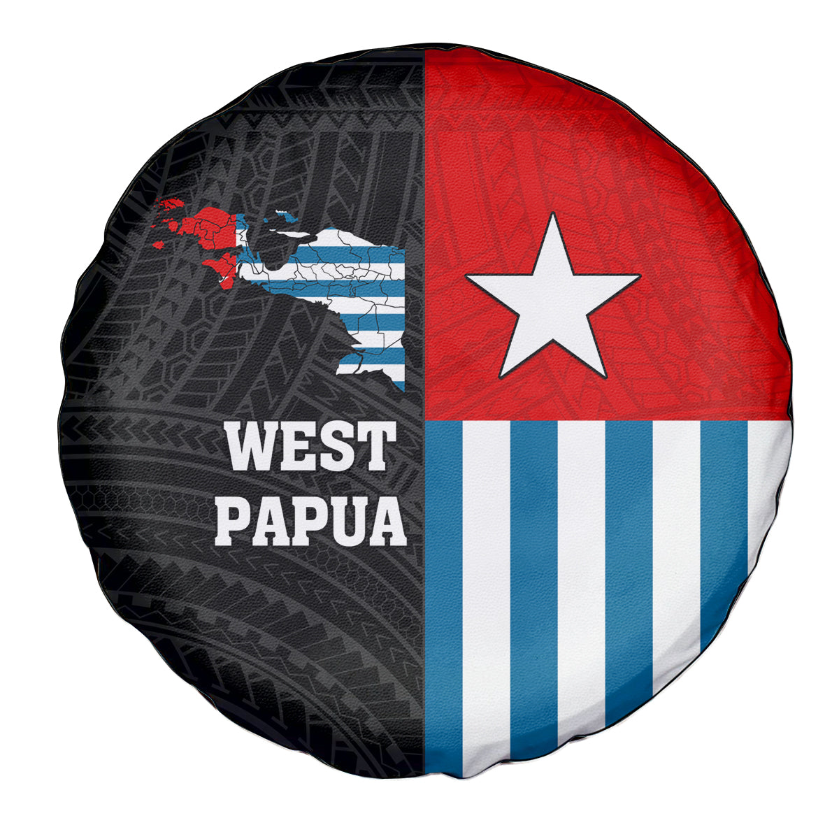 West Papua Spare Tire Cover Polynesian Pattern With Coat Of Arms LT05 - Polynesian Pride