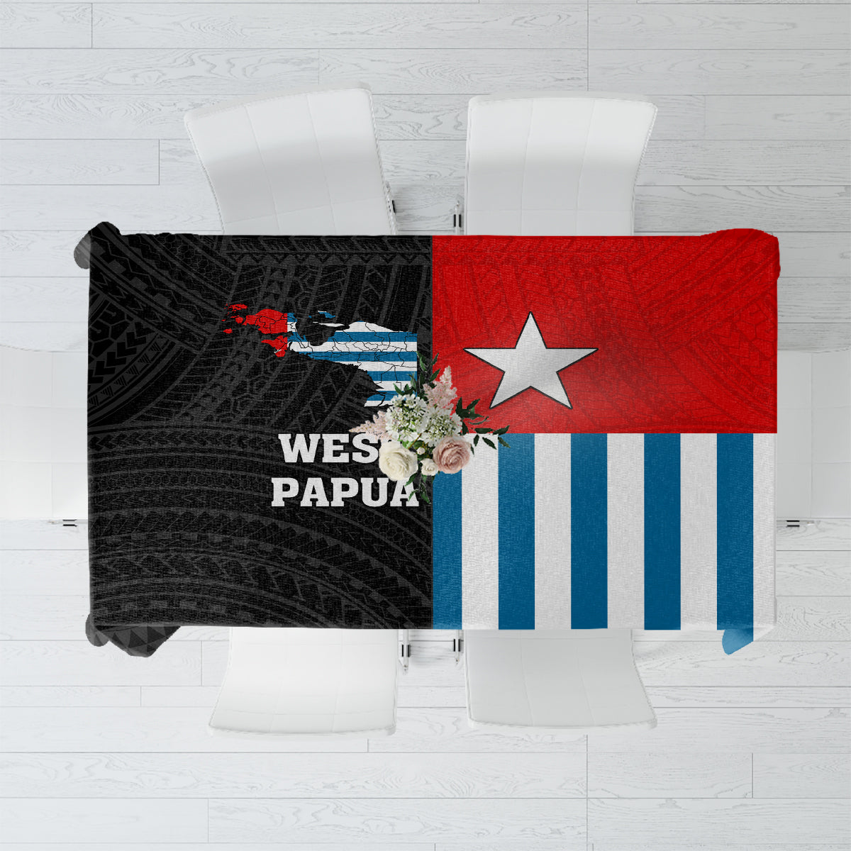 West Papua Tablecloth Polynesian Pattern With Coat Of Arms LT05 Blue - Polynesian Pride