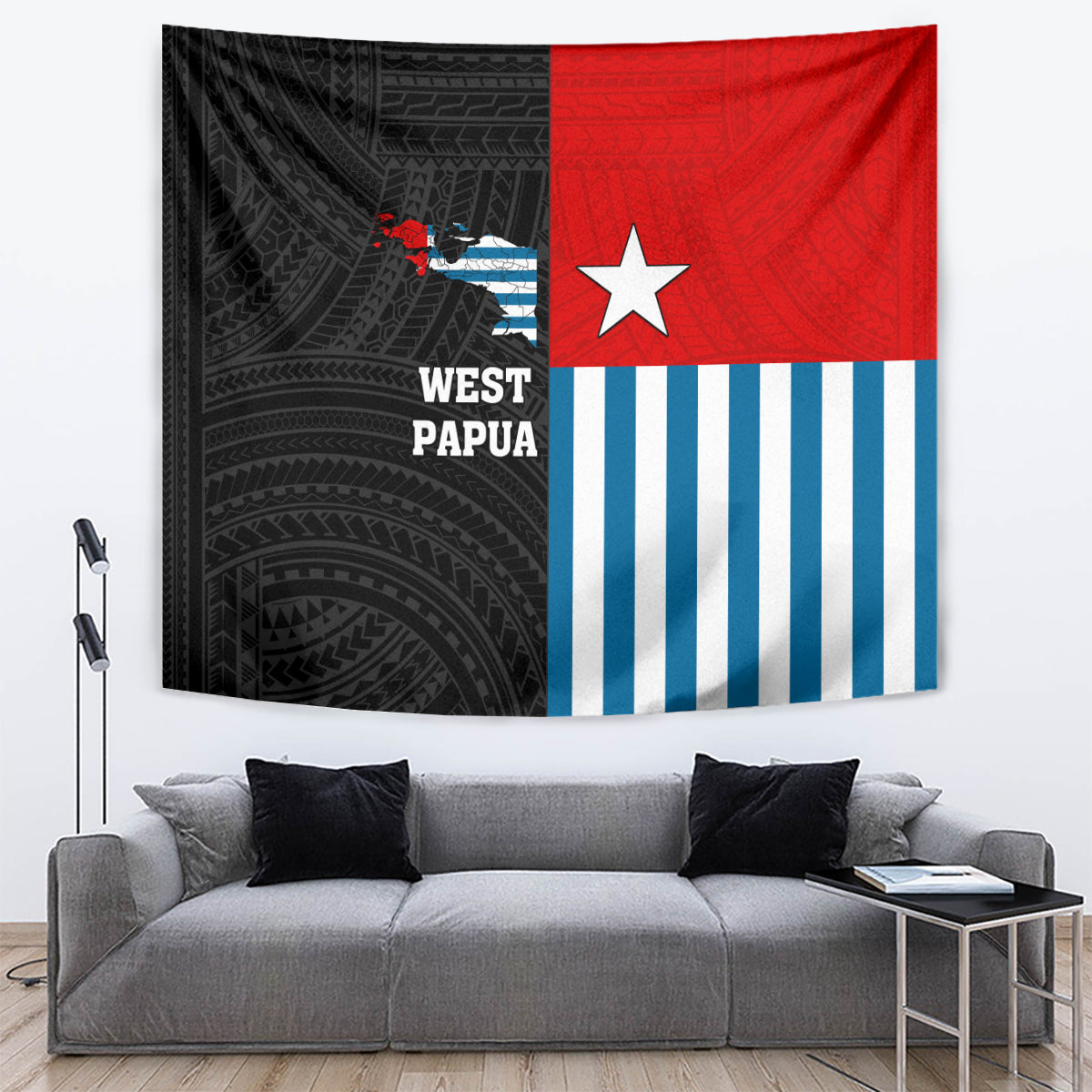 Personalised West Papua Tapestry Polynesian Pattern With Coat Of Arms