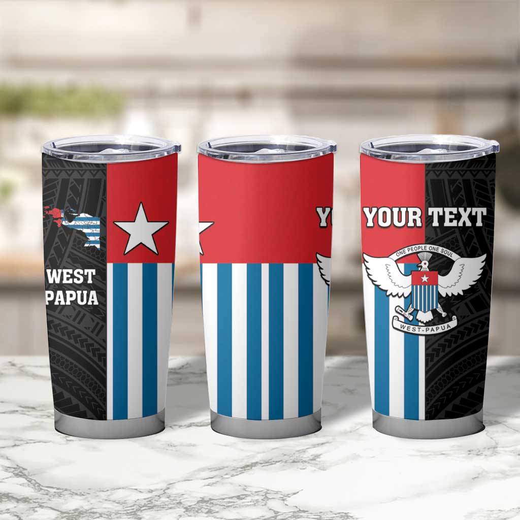 Personalised West Papua Tumbler Cup Polynesian Pattern With Coat Of Arms LT05 - Polynesian Pride