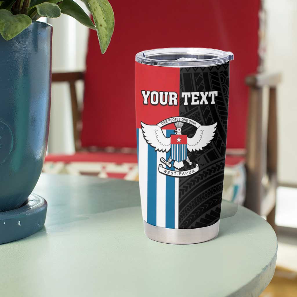 Personalised West Papua Tumbler Cup Polynesian Pattern With Coat Of Arms LT05 - Polynesian Pride
