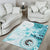 Samoa Siapo Pattern With Teal Hibiscus Area Rug