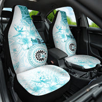 Samoa Siapo Pattern With Teal Hibiscus Car Seat Cover