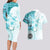 Samoa Siapo Pattern With Teal Hibiscus Couples Matching Long Sleeve Bodycon Dress and Hawaiian Shirt LT05 - Polynesian Pride