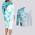 Samoa Siapo Pattern With Teal Hibiscus Couples Matching Long Sleeve Bodycon Dress and Long Sleeve Button Shirt LT05 - Polynesian Pride