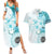 Samoa Siapo Pattern With Teal Hibiscus Couples Matching Summer Maxi Dress and Hawaiian Shirt LT05 Teal - Polynesian Pride