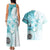 Samoa Siapo Pattern With Teal Hibiscus Couples Matching Tank Maxi Dress and Hawaiian Shirt LT05 - Polynesian Pride