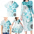 Samoa Siapo Pattern With Teal Hibiscus Family Matching Long Sleeve Bodycon Dress and Hawaiian Shirt LT05 - Polynesian Pride