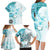 Samoa Siapo Pattern With Teal Hibiscus Family Matching Long Sleeve Bodycon Dress and Hawaiian Shirt LT05 - Polynesian Pride