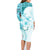 Samoa Siapo Pattern With Teal Hibiscus Family Matching Long Sleeve Bodycon Dress and Hawaiian Shirt LT05 - Polynesian Pride