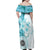 Samoa Siapo Pattern With Teal Hibiscus Family Matching Off Shoulder Maxi Dress and Hawaiian Shirt LT05 - Polynesian Pride