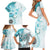 Samoa Siapo Pattern With Teal Hibiscus Family Matching Short Sleeve Bodycon Dress and Hawaiian Shirt LT05 - Polynesian Pride