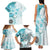 Samoa Siapo Pattern With Teal Hibiscus Family Matching Tank Maxi Dress and Hawaiian Shirt LT05 - Polynesian Pride