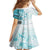 Samoa Siapo Pattern With Teal Hibiscus Kid Short Sleeve Dress LT05 - Polynesian Pride