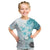 Samoa Siapo Pattern With Teal Hibiscus Kid T Shirt LT05 Teal - Polynesian Pride