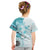 Samoa Siapo Pattern With Teal Hibiscus Kid T Shirt LT05 - Polynesian Pride