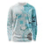 Samoa Siapo Pattern With Teal Hibiscus Long Sleeve Shirt LT05 Unisex Teal - Polynesian Pride