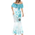 Samoa Siapo Pattern With Teal Hibiscus Mermaid Dress LT05 - Polynesian Pride