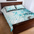 Samoa Siapo Pattern With Teal Hibiscus Quilt Bed Set