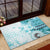 Samoa Siapo Pattern With Teal Hibiscus Rubber Doormat