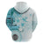 Samoa Siapo Pattern With Teal Hibiscus Zip Hoodie LT05 - Polynesian Pride