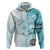 Samoa Siapo Pattern With Teal Hibiscus Zip Hoodie LT05 Pullover Hoodie Teal - Polynesian Pride