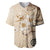 Samoa Siapo Pattern With Beige Hibiscus Baseball Jersey LT05 Beige - Polynesian Pride