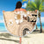 Samoa Siapo Pattern With Beige Hibiscus Beach Blanket