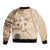 Samoa Siapo Pattern With Beige Hibiscus Bomber Jacket LT05 - Polynesian Pride