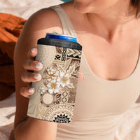 Samoa Siapo Pattern With Beige Hibiscus 4 in 1 Can Cooler Tumbler