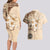 Samoa Siapo Pattern With Beige Hibiscus Couples Matching Long Sleeve Bodycon Dress and Hawaiian Shirt LT05 - Polynesian Pride