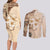 Samoa Siapo Pattern With Beige Hibiscus Couples Matching Long Sleeve Bodycon Dress and Long Sleeve Button Shirt LT05 - Polynesian Pride