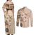 Samoa Siapo Pattern With Beige Hibiscus Couples Matching Off Shoulder Maxi Dress and Long Sleeve Button Shirt LT05 - Polynesian Pride