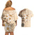 Samoa Siapo Pattern With Beige Hibiscus Couples Matching Off Shoulder Short Dress and Hawaiian Shirt LT05 - Polynesian Pride
