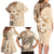 Samoa Siapo Pattern With Beige Hibiscus Family Matching Long Sleeve Bodycon Dress and Hawaiian Shirt LT05 - Polynesian Pride