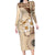 Samoa Siapo Pattern With Beige Hibiscus Family Matching Long Sleeve Bodycon Dress and Hawaiian Shirt LT05 Mom's Dress Beige - Polynesian Pride