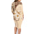 Samoa Siapo Pattern With Beige Hibiscus Family Matching Long Sleeve Bodycon Dress and Hawaiian Shirt LT05 - Polynesian Pride