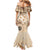 Samoa Siapo Pattern With Beige Hibiscus Family Matching Mermaid Dress and Hawaiian Shirt LT05 - Polynesian Pride