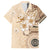 Samoa Siapo Pattern With Beige Hibiscus Family Matching Puletasi and Hawaiian Shirt LT05 Dad's Shirt - Short Sleeve Beige - Polynesian Pride