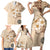 Samoa Siapo Pattern With Beige Hibiscus Family Matching Short Sleeve Bodycon Dress and Hawaiian Shirt LT05 - Polynesian Pride